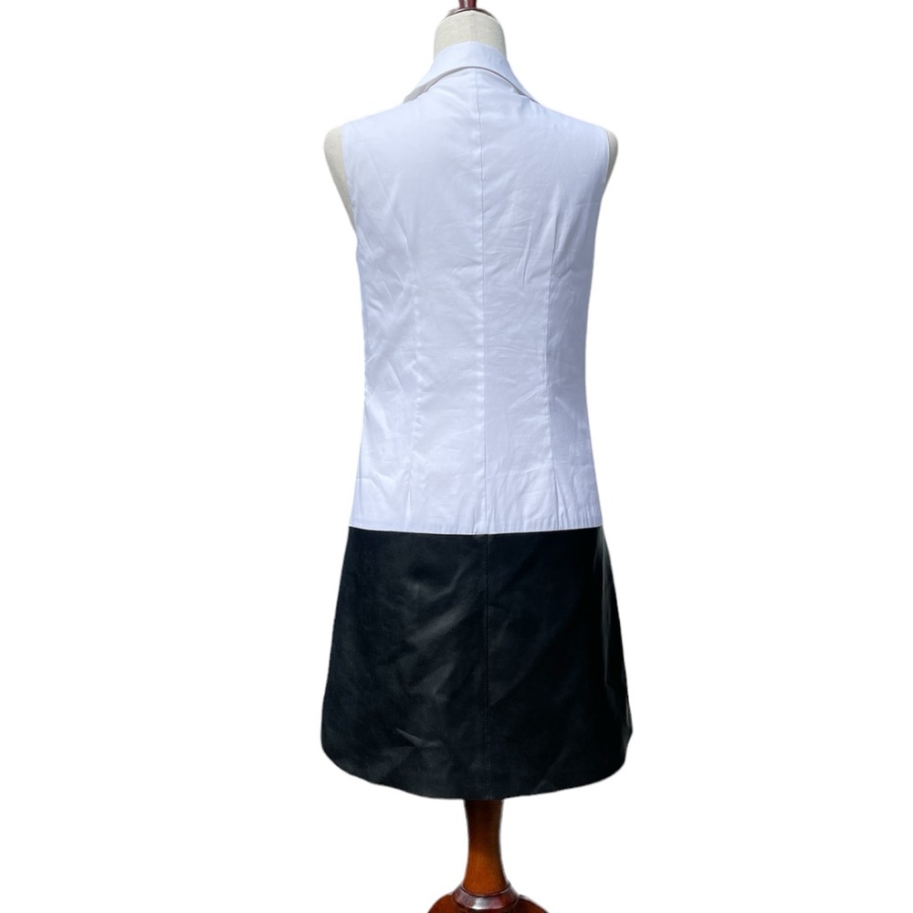 Bailey 44 Shirt Dress Black White sleeveless button up with faux leather Small - Picture 3 of 16